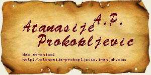 Atanasije Prokopljević vizit kartica